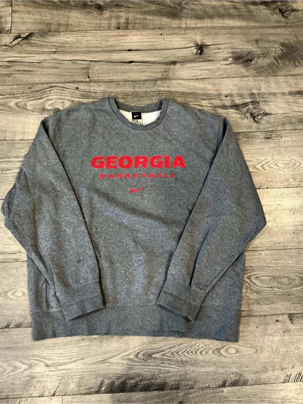 Nike Georgia Basketball Crewneck Sweatshirt Gray Red XL